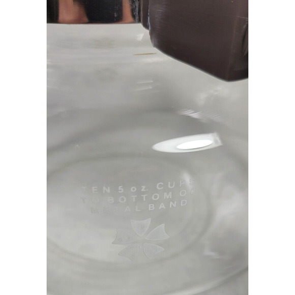 VTG Mr Coffee Glass Carafe 10 Cup E-40 White Daisies Replacement Brown Handle - Picture 6 of 13